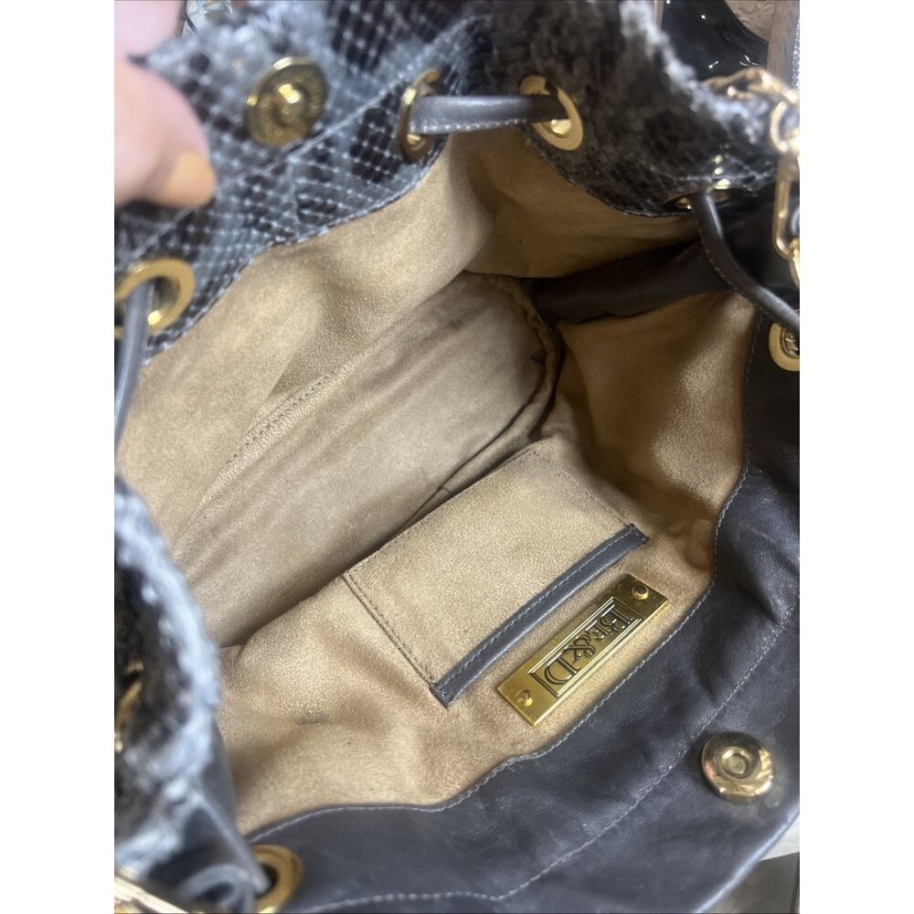 Be&D Genuine Leather Python Bucket Drawstring Cro… - image 8